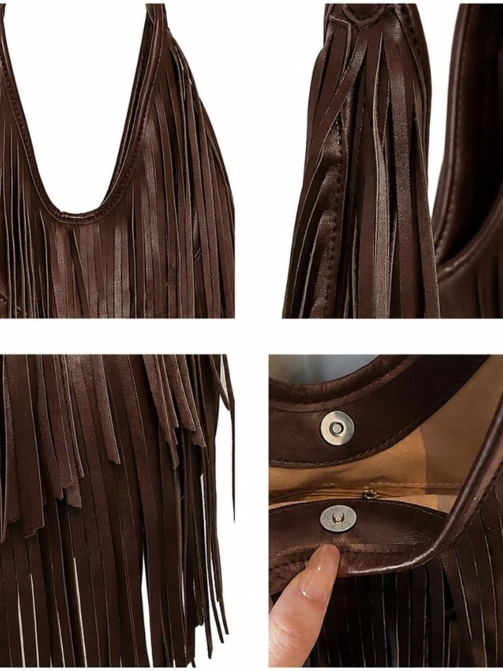 Black Fringe Purse for Women, Western Cowboy Fringe Bag Hippie Shoulder Bag - Picture 6 of 6